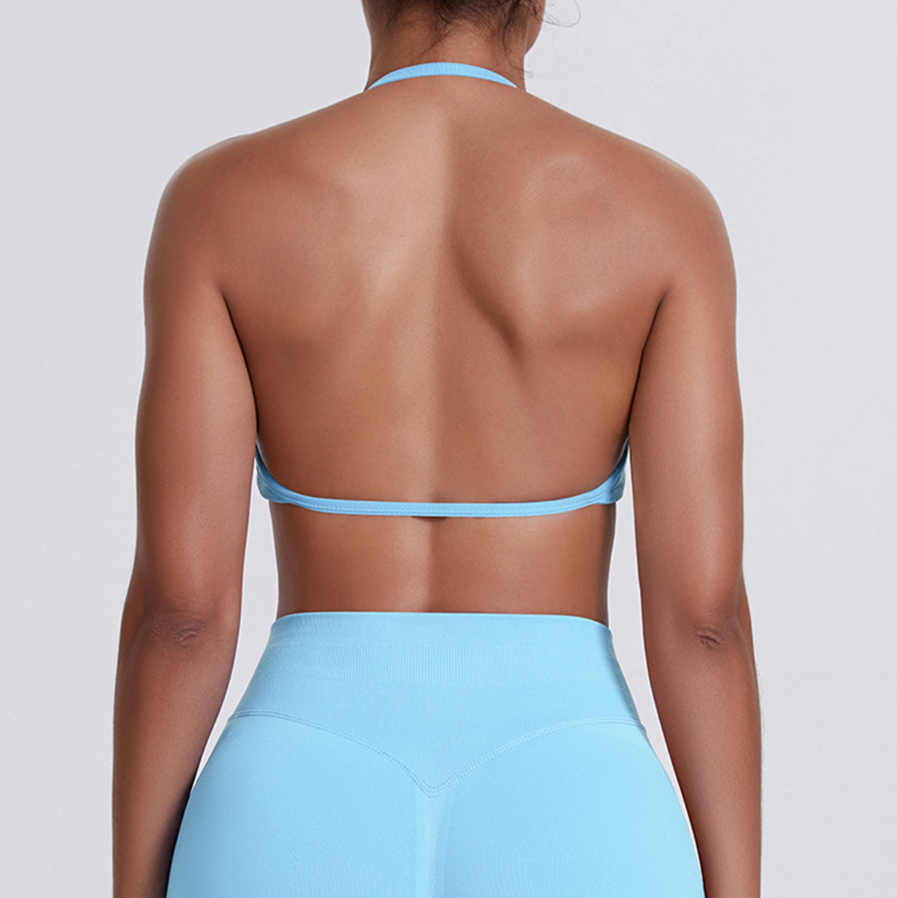 TCOMWX001 Seamless Halter Ruched Women Sports Bra