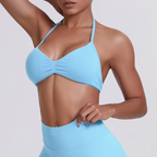 TCOMWX001 Seamless Halter Ruched Women's Sports Bra