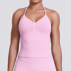 TCOMBX006 Halter V-neck Ruched Women's Yoga Tank Top