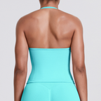 TCOMBX006 Halter V-neck Ruched Women's Yoga Tank Top