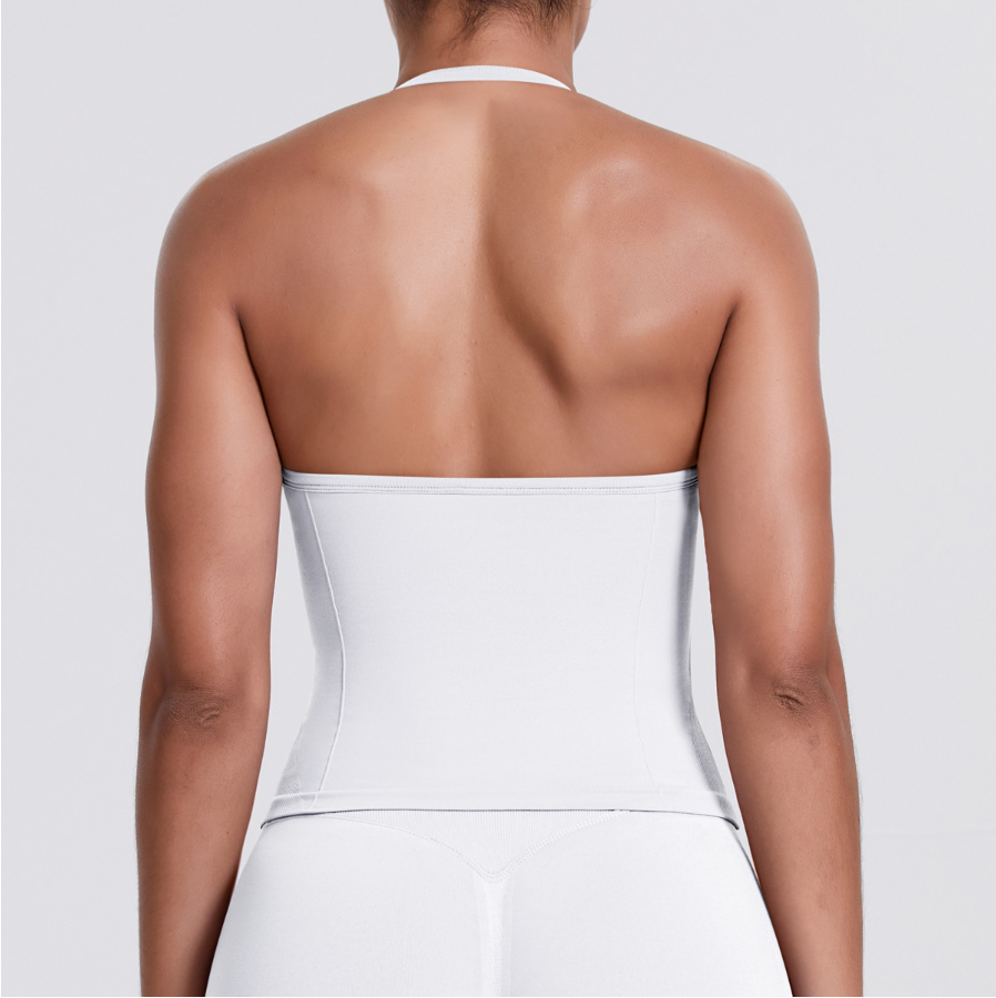 TCOMBX006 Halter V-neck Ruched Women Yoga Tank Top