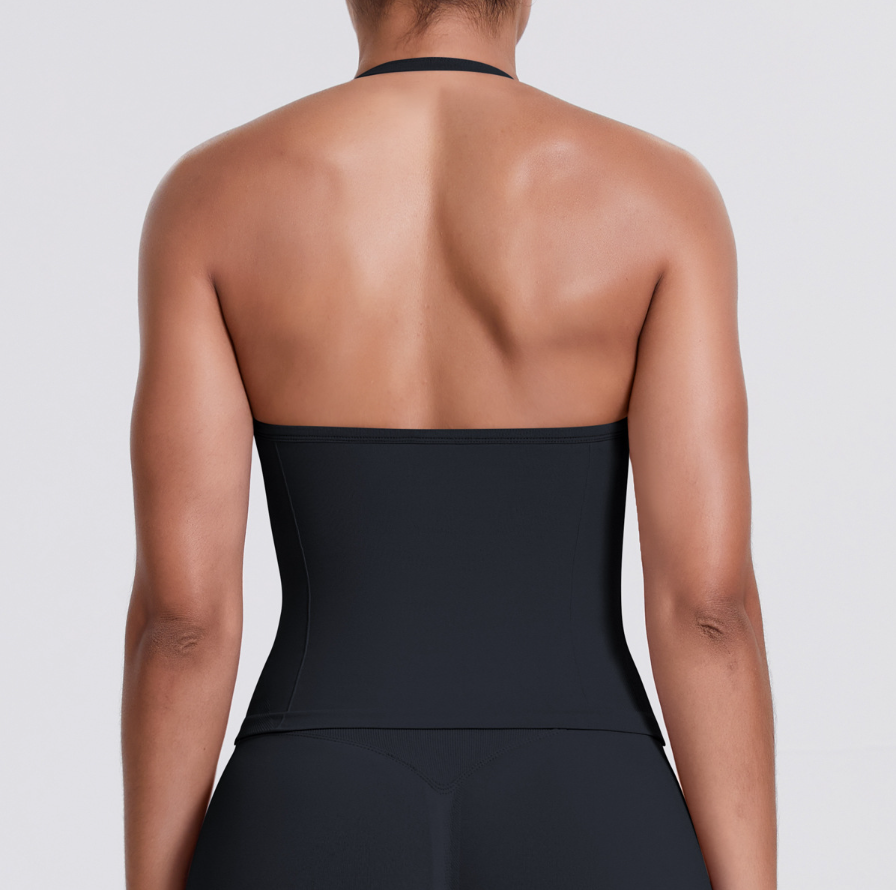 TCOMBX006 Halter V-neck Ruched Women Yoga Tank Top