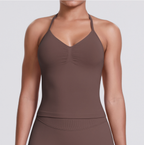 TCOMBX006 Halter V-neck Ruched Women's Yoga Tank Top