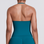 TCOMBX006 Halter V-neck Ruched Women's Yoga Tank Top