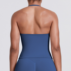 TCOMBX006 Halter V-neck Ruched Women's Yoga Tank Top