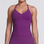 TCOMBX006 Halter V-neck Ruched Women's Yoga Tank Top