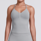 TCOMBX006 Halter V-neck Ruched Women's Yoga Tank Top