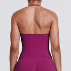 TCOMBX006 Halter V-neck Ruched Women's Yoga Tank Top