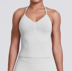 TCOMBX006 Halter V-neck Ruched Women's Yoga Tank Top
