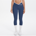 Mallas de yoga capri de cintura alta con bloques de color TCOMJFK001