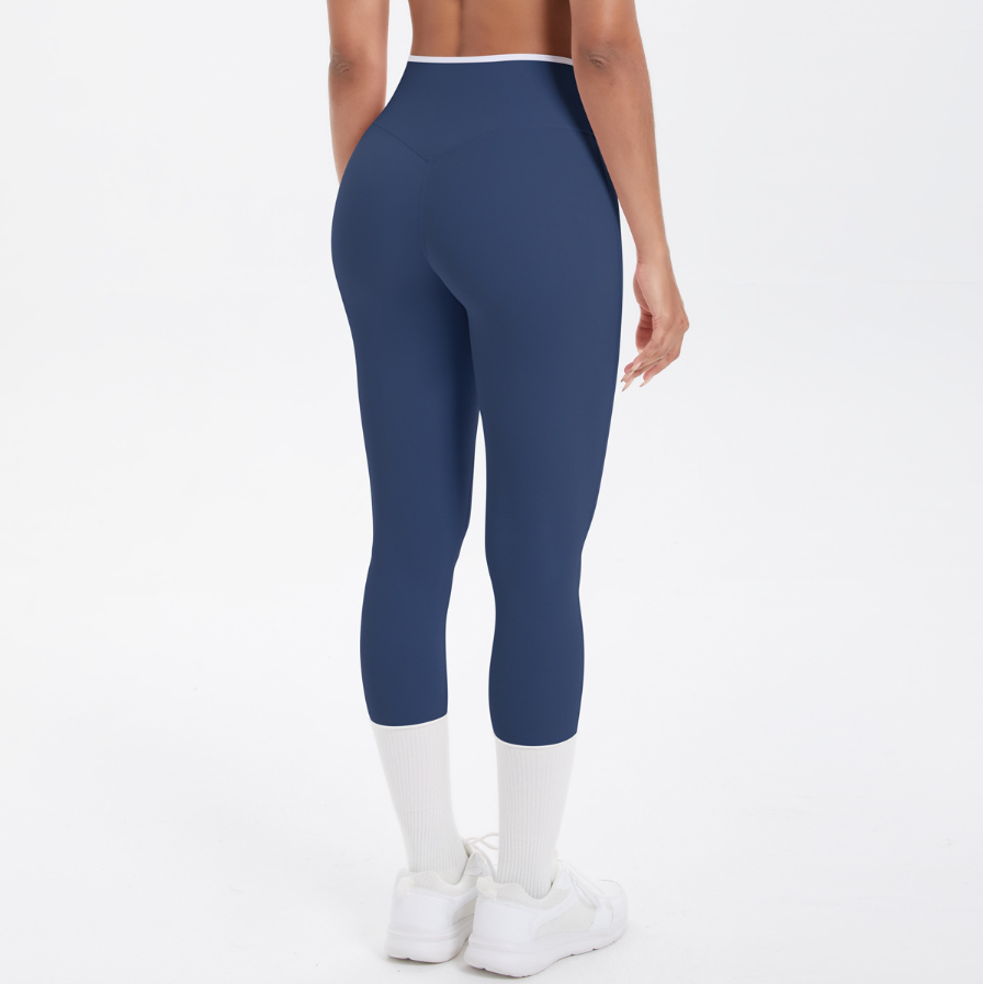 TCOMJFK001 Color Block High Waist Capri Yoga Leggings