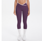 Mallas de yoga capri de cintura alta con bloques de color TCOMJFK001