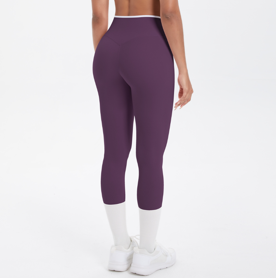 TCOMJFK001 Color Block High Waist Capri Yoga Leggings