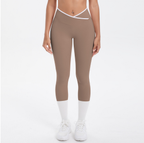 Mallas de yoga capri de cintura alta con bloques de color TCOMJFK001