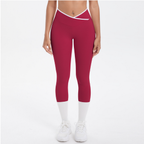 Mallas de yoga capri de cintura alta con bloques de color TCOMJFK001