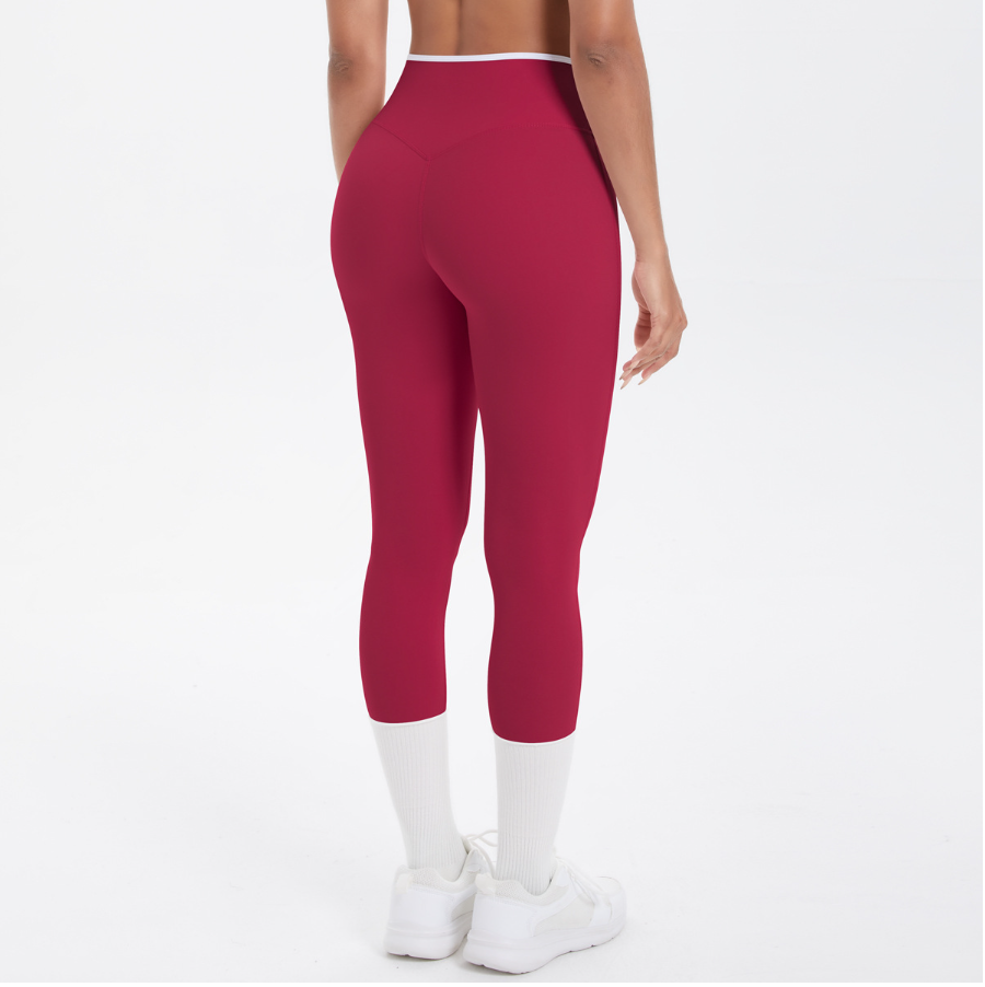 TCOMJFK001 Color Block High Waist Capri Yoga Leggings