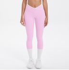 Mallas de yoga capri de cintura alta con bloques de color TCOMJFK001