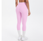Mallas de yoga capri de cintura alta con bloques de color TCOMJFK001