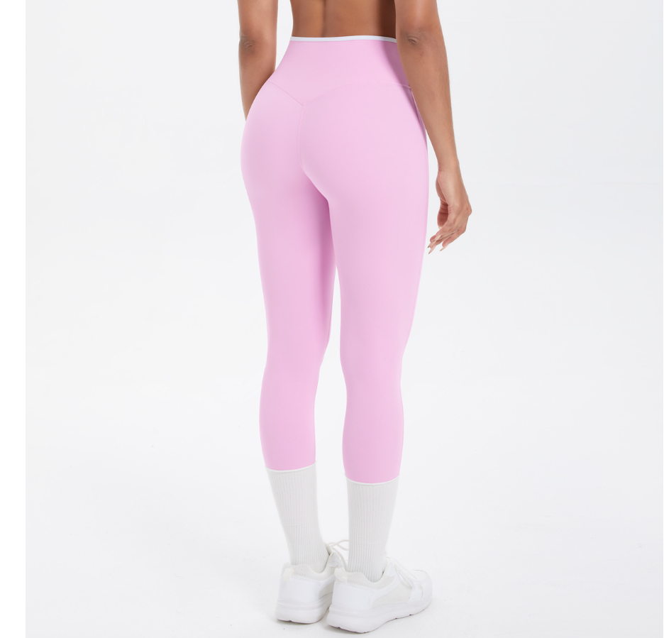 TCOMJFK001 Color Block High Waist Capri Yoga Leggings