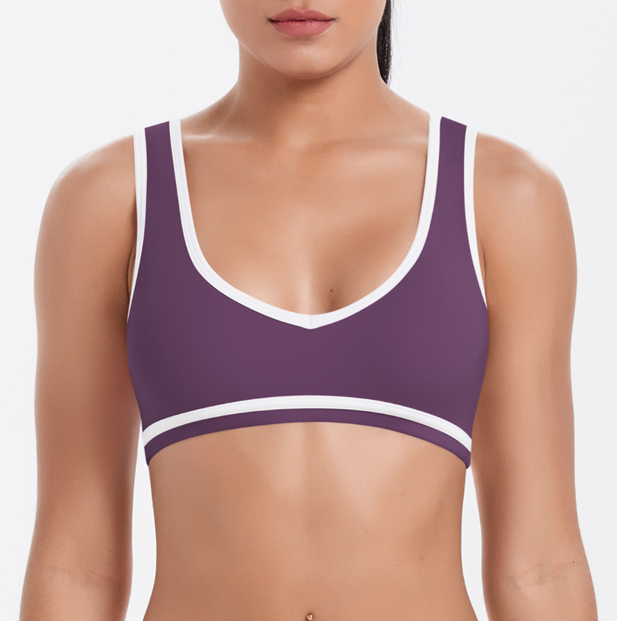 TCOMWX002 Color Block Double Brushed Women Sports Bra
