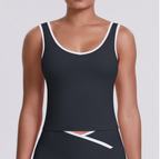 TCOMBX007 Top de yoga para mujer de doble cepillado con bloques de color