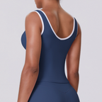 TCOMBX007 Top de yoga para mujer de doble cepillado con bloques de color