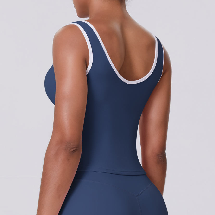 TCOMBX007  Color Block Double Brushed Women Yoga Tank Top