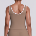 TCOMBX007 Top de yoga para mujer de doble cepillado con bloques de color