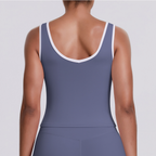 TCOMBX007 Top de yoga para mujer de doble cepillado con bloques de color