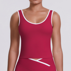 TCOMBX007 Top de yoga para mujer de doble cepillado con bloques de color