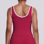 TCOMBX007 Top de yoga para mujer de doble cepillado con bloques de color