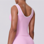 TCOMBX007 Top de yoga para mujer de doble cepillado con bloques de color