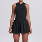 TCOMLYQ002 Front Zip Sleeveless Athletic Tennis Dress with Built-in Shorts
