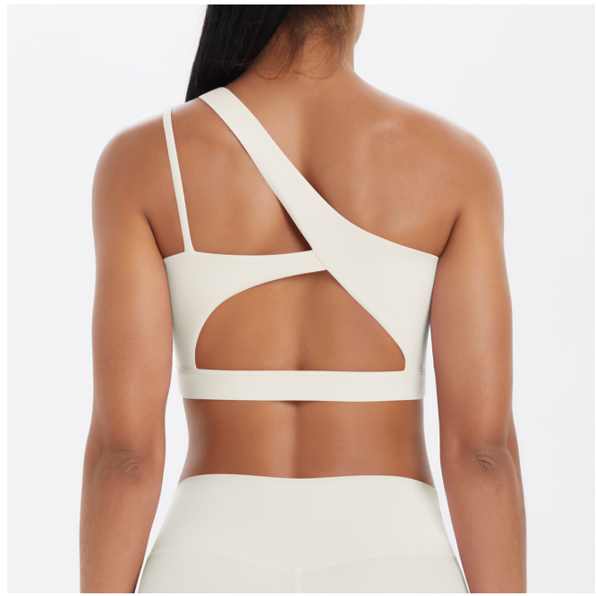 TCOMWX003 One‑Shoulder Cut‑Out Sports Yoga Bra Tank Top