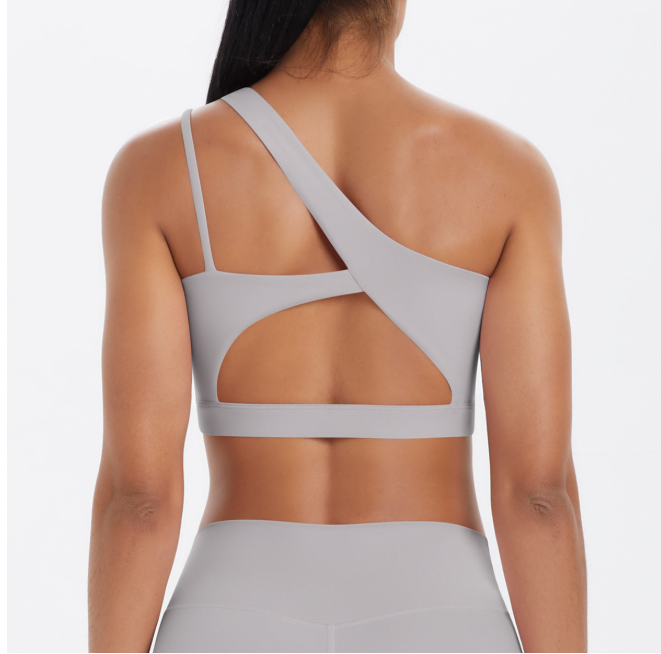 TCOMWX003 One‑Shoulder Cut‑Out Sports Yoga Bra Tank Top