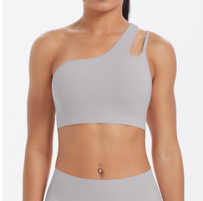 TCOMWX003 One‑Shoulder Cut‑Out Sports Yoga Bra Tank Top