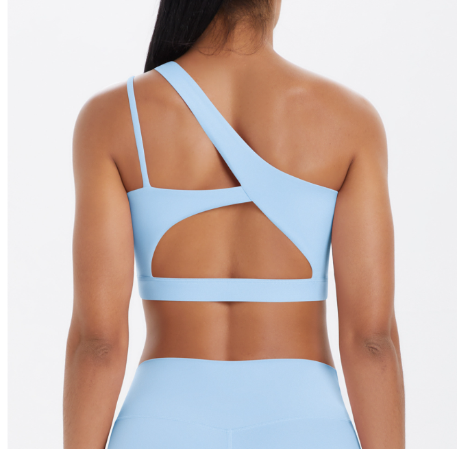 TCOMWX003 One‑Shoulder Cut‑Out Sports Yoga Bra Tank Top
