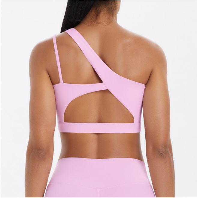 TCOMWX003 One‑Shoulder Cut‑Out Sports Yoga Bra Tank Top