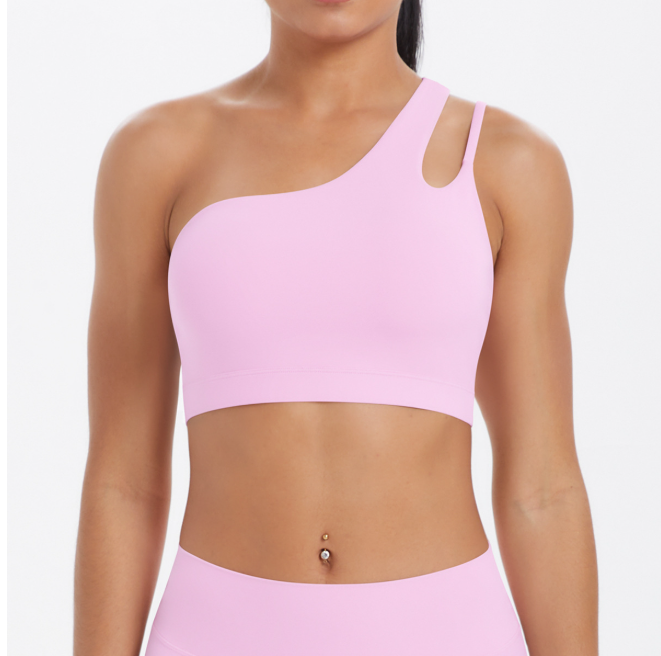 TCOMWX003 One‑Shoulder Cut‑Out Sports Yoga Bra Tank Top