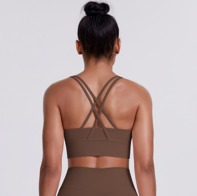 TCOMBX010 U‑Neck Criss‑Cross Strappy Back Sports Yoga Bra Tank Top