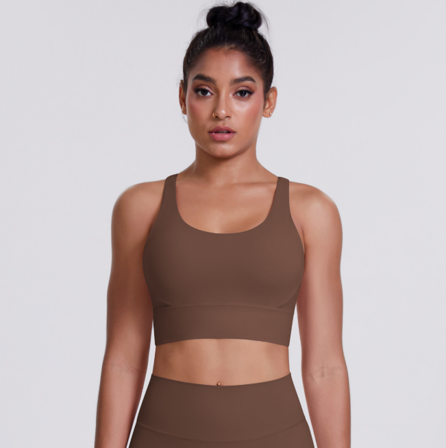 TCOMBX010 U‑Neck Criss‑Cross Strappy Back Sports Yoga Bra Tank Top