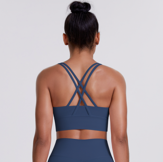 TCOMBX010 U‑Neck Criss‑Cross Strappy Back Sports Yoga Bra Tank Top