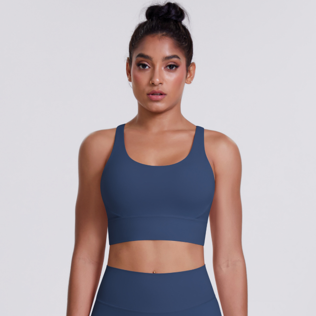 TCOMBX010 U‑Neck Criss‑Cross Strappy Back Sports Yoga Bra Tank Top