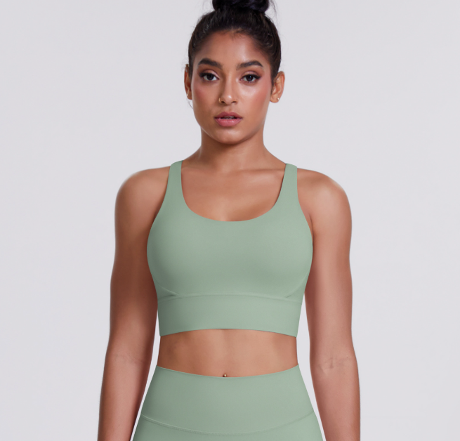 TCOMBX010 U‑Neck Criss‑Cross Strappy Back Sports Yoga Bra Tank Top