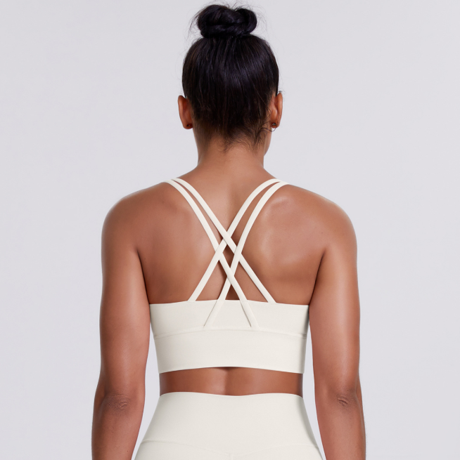TCOMBX010 U‑Neck Criss‑Cross Strappy Back Sports Yoga Bra Tank Top