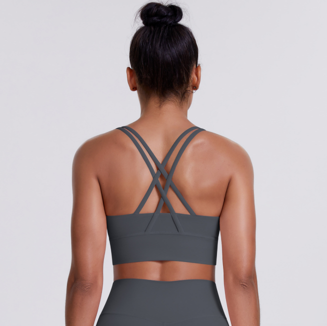 TCOMBX010 U‑Neck Criss‑Cross Strappy Back Sports Yoga Bra Tank Top