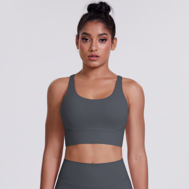 TCOMBX010 U‑Neck Criss‑Cross Strappy Back Sports Yoga Bra Tank Top