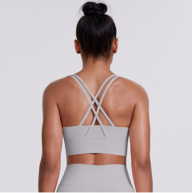 TCOMBX010 U‑Neck Criss‑Cross Strappy Back Sports Yoga Bra Tank Top