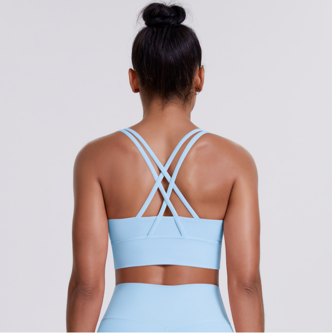 TCOMBX010 U‑Neck Criss‑Cross Strappy Back Sports Yoga Bra Tank Top