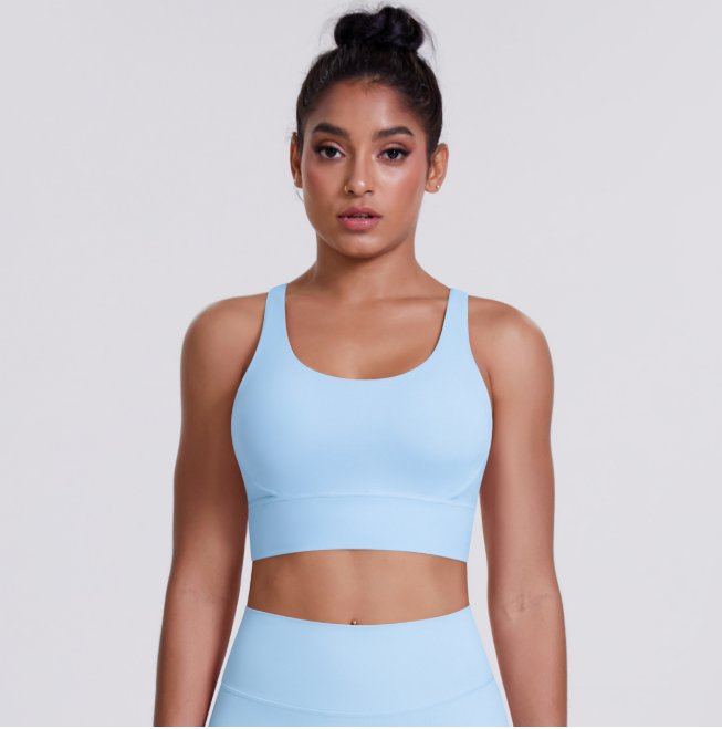 TCOMBX010 U‑Neck Criss‑Cross Strappy Back Sports Yoga Bra Tank Top